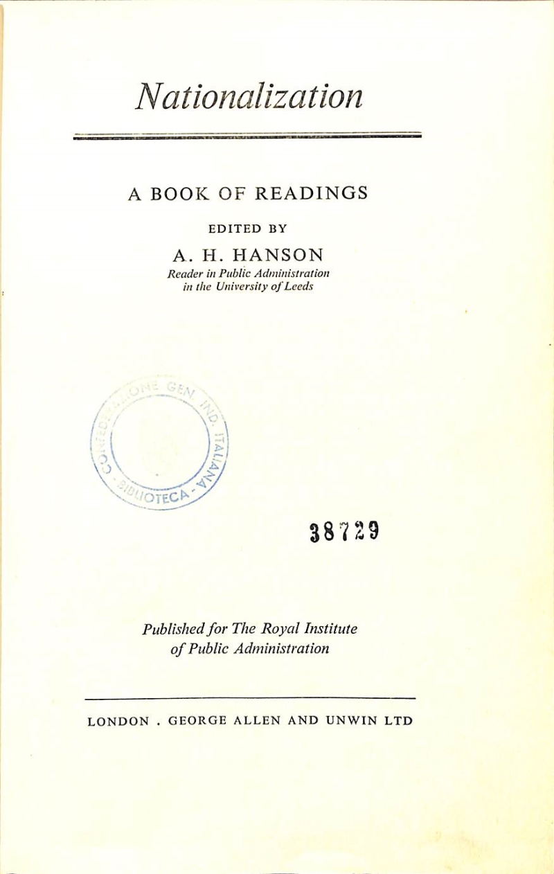 Cover  Nationalization : a book of readings